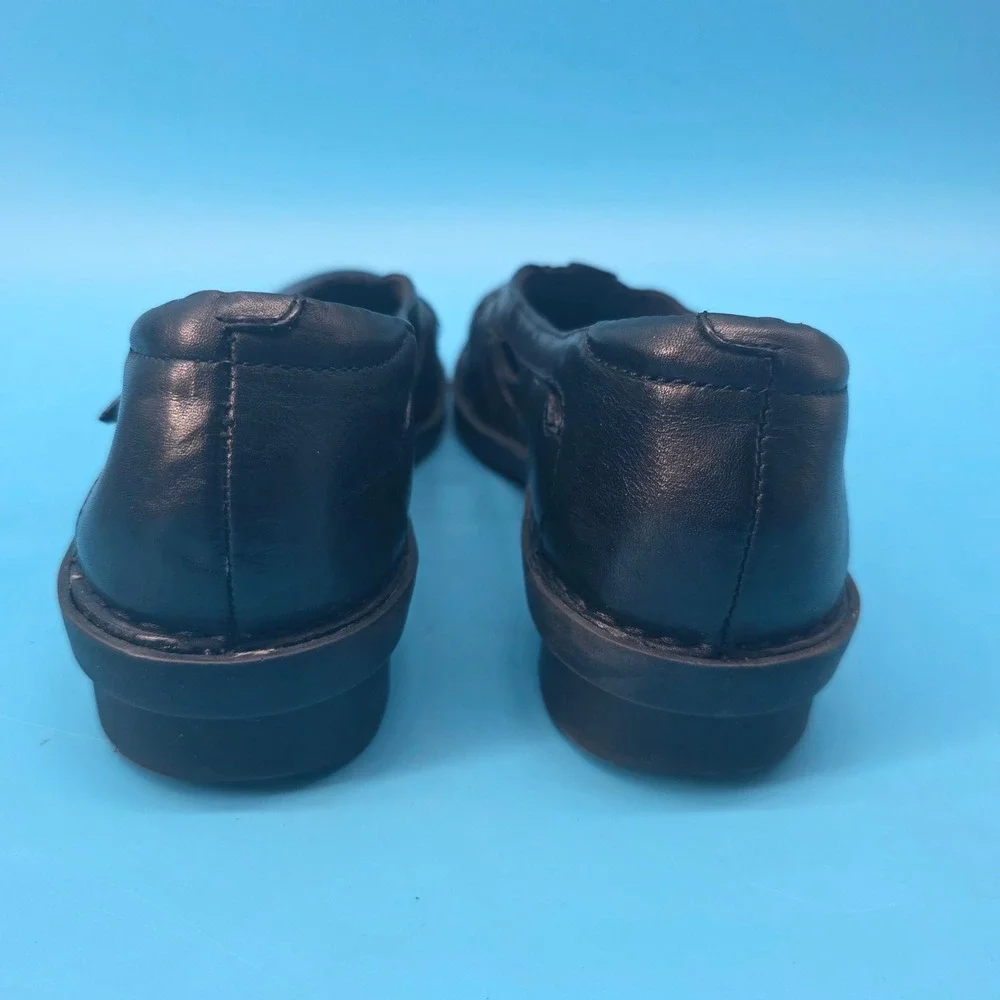 Clarks Womens Black Leather Fisherman Sandals 85716 Strappy Comfort Flats 7.5M